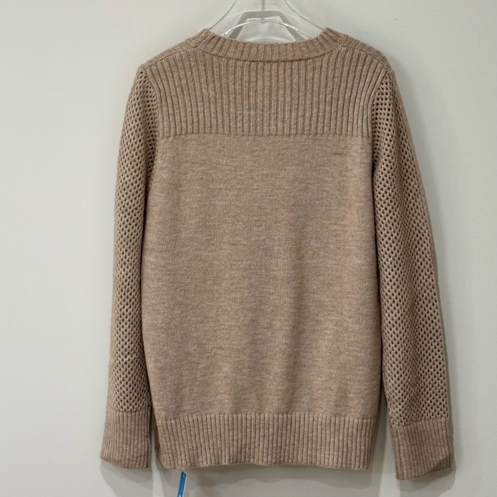 Cupshe Khaki Round Neck Perforated Long Sleeve Sweater - Picture 4 of 9